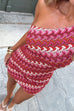 Karleedress One Shoulder Sleeveless Color Block Crochet Mini Dress