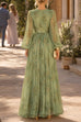 Karleedress V Neck Puff Long Sleeves Floral Print Maxi Dress