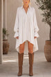 Karleedress Lapel Bell Long Sleeves High Low Hem Shirt Dress