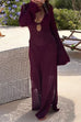 Karleedress V Neck Side Slit Crochet Beach Cover Up Maxi Dress