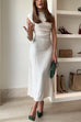 Karleedress Mockneck Sleeveless Side Ruched Midi Dress
