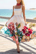 Square Neck Sleeveless Floral Print Midi Dress