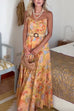 Karleedress Spaghetti Strap Floral Print Chiffon Maxi Dress