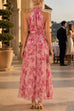 Karleedress Sleeveless Zipper Back Waisted Floral Print Maxi Dress
