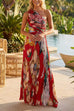 One Shoulder Sleeveless Cut Out Waist Floral Print Maxi Dress