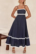 Karleedress Spaghetti Strap Ric Rac Trim Swing Maxi Dress