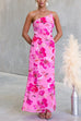 One Shoulder Sleeveless Floral Print Slit Maxi Dress