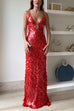 Karleedress Spaghetti Strap V Neck Glitter Sequin Maxi Party Dress