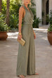 Karleedress Halter Cowl Neck Sleeveless Top Elastic Waist Wide Leg Pants Set