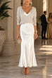 Karleedress V Neck Drop Shoulder Sweater and Satin Maxi Cami Dress Set