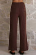 High Rise Solid Wide Leg Knit Pants
