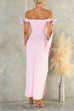 Off Should Bow Knot Slit Maxi Party Dress