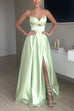 Karleedress Strapless Cut Out Back Lace-up Slit Maxi Party Dress