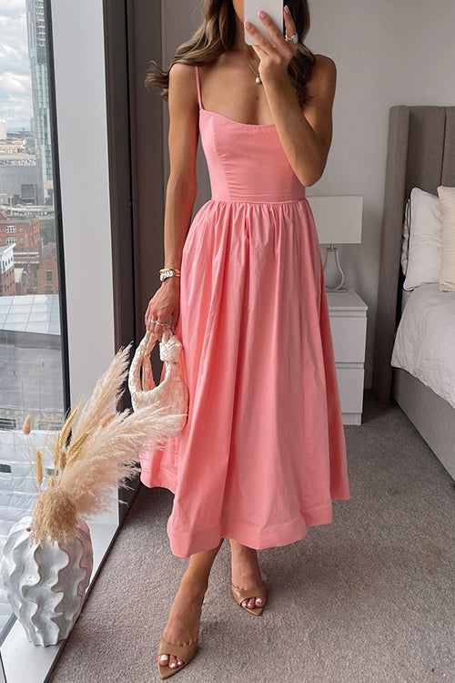 Karleedress U Neck Waisted Swing Maxi Cami Dress