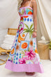 Spaghetti Strap Tropical Fruit & Floral Print A-Line Maxi Dress