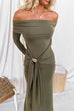 Chic Off Shoulder Long Sleeves Knot Detail Maxi Dress