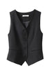 Karleedress V Neck Button Up Pocketed Blazer Vest