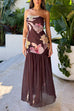Strapless Tube Floral Print Flare Maxi Dress