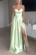 Karleedress Strapless Cut Out Back Lace-up Slit Maxi Party Dress