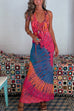 Karleedress Ruffle Trim Halter Lace-up Backless Tie Dye Maxi Dress