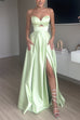 Karleedress Strapless Cut Out Back Lace-up Slit Maxi Party Dress