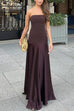Karleedress Strapless Satin Patchwork Flare Maxi Dress