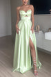 Karleedress Strapless Cut Out Back Lace-up Slit Maxi Party Dress