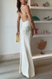 V Neck Sleeveless Open Back Knit Maxi Dress with Sequin