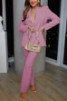 Karleedress One Button Pocketed Blazer and Straight Leg Pants Power Suit Set