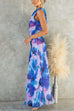 Asymmetric One Shoulder Ruched Waist Floral Print Maxi Dress