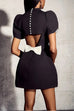 Karleedress Mockneck Petal Sleeves Bow Knot Cut Out Mini Dress