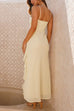 Karleedress Spaghetti Strap Ruffle Slit Maxi Chiffon Dress