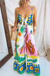 Karleedress Spaghetti Strap Cut Out Unique Print Wide Leg Jumpsuit