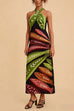 Karleedress Halter Neck Backless Fish Print Maxi Dress