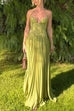 Karleedress Halter Neck Back Lace-up Pleated Maxi Dress