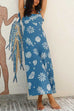 Bow Shoulder Sleeveless Seashell Print Maxi Dress