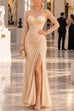 Karleedress Mesh Long Sleeve Ruched Slit Maxi Dress