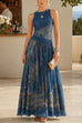 Karleedress Crewneck Sleeveless Printed Flowy Maxi Dress