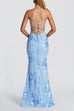 Karleedress Backless Lace-up Corset Flower Embroidery Maxi Cami Dress