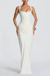 Karleedress Sleeveless Ruched Solid Bodycon Maxi Dress