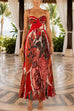 Spaghetti Strap Sweetheart Neck Abstract Floral Print Maxi Dress