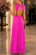 Karleedress Crewneck Sleeveless Open Back Pleated Maxi Dress