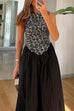 Karleedress Crewneck Sleeveless Glitter Sequin Splice Maxi Dress