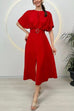 Karleedress Crewneck Short Sleeves Belted Slit Midi Dress