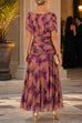 Karleedress V Neck Short Sleeves Floral Print Maxi Dress
