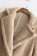 Karleedress Notch Lapel Double Breasted Pocketed Fuzzy Fleece Coat