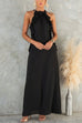 Karleedress Sleeveless Linen Blend Ruffle Pocketed Maxi Dress