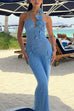 Karleedress Halter Cut Out Floral Crochet Maxi Dress