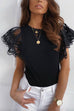 Karleedress Crewneck Lace Ruffle Short Sleeves Top