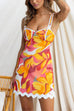 Sleeveless Ric Rac Trim Printed Mini Dress